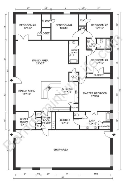 5 bedroom barndominium plans